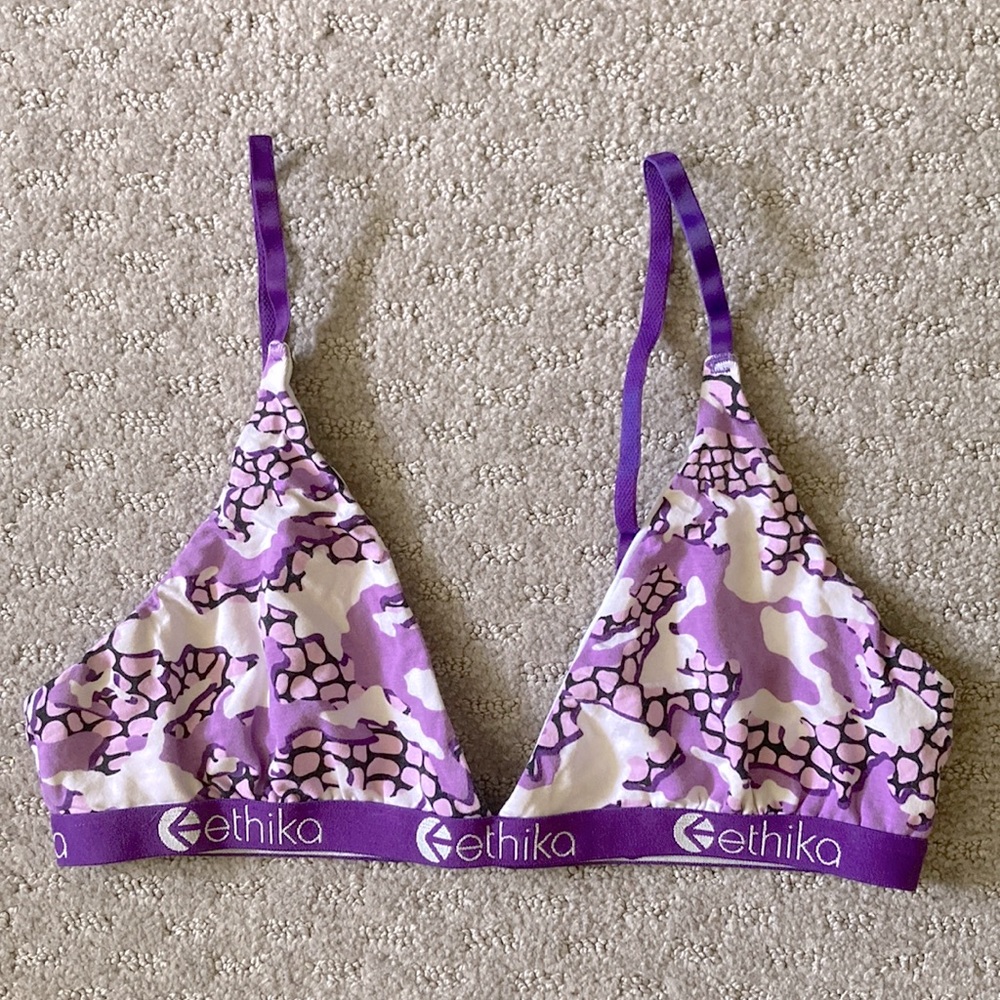 ETHIKA purple triangle bralette, Large.